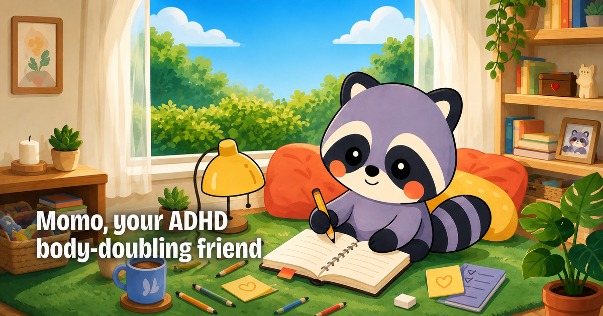 My friend and I are building a focus app where a little raccoon keeps you company. Here's how it loo logo